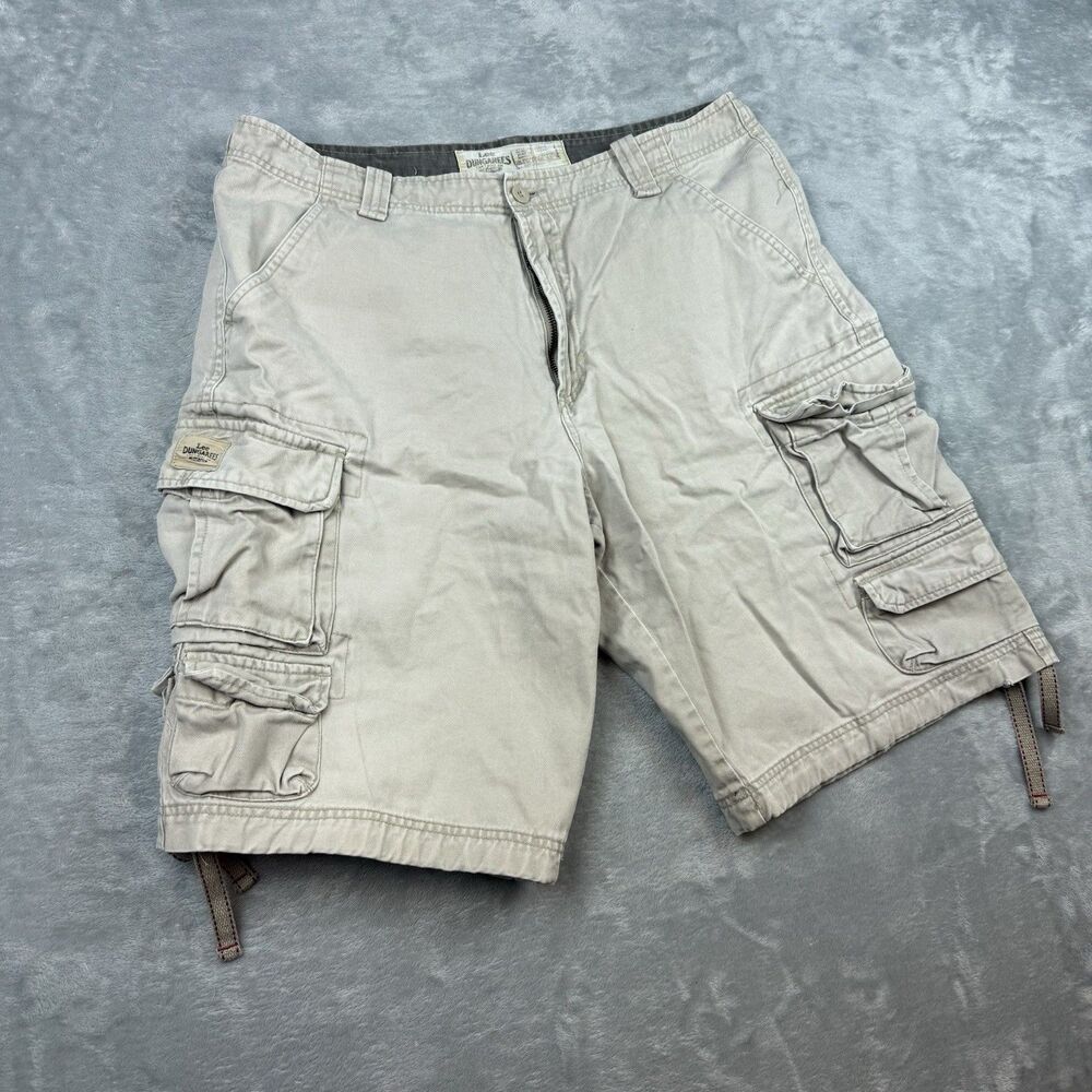 Lee Dungarees Cargo Shorts Beige Utility Military Mens 32 Cotton